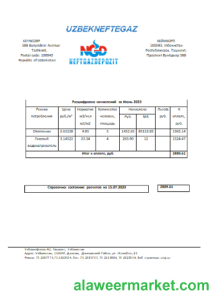 Uzbekneftegaz utility business bill, SCR
